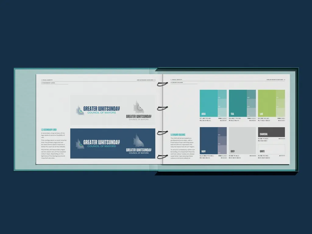 Regional council of mayors brand style guide mockup in spiral folder
