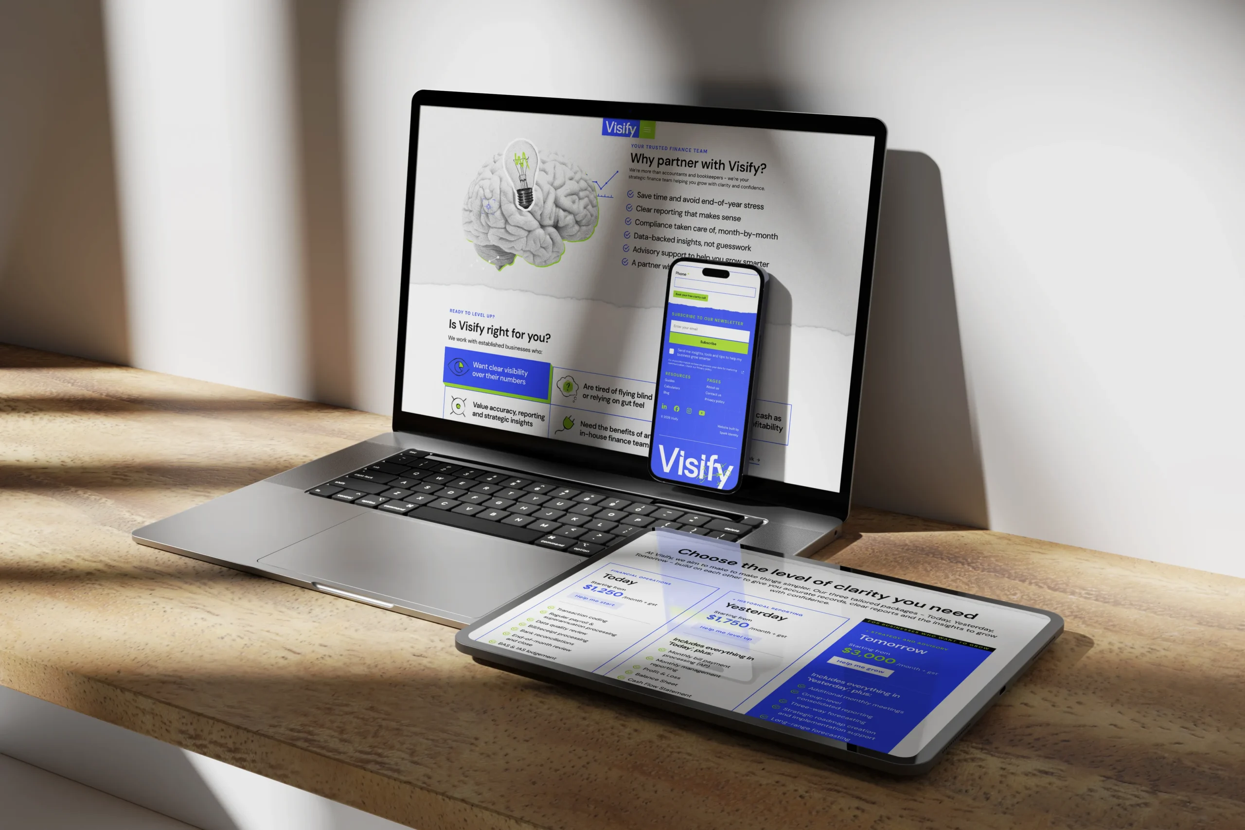 Local strategic finance business website design - multi-screen mockup