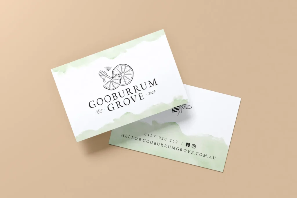 Fine foods business logo design - business card mockup