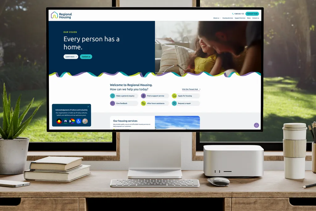 Bundaberg community housing service website design - mockup on computer screen