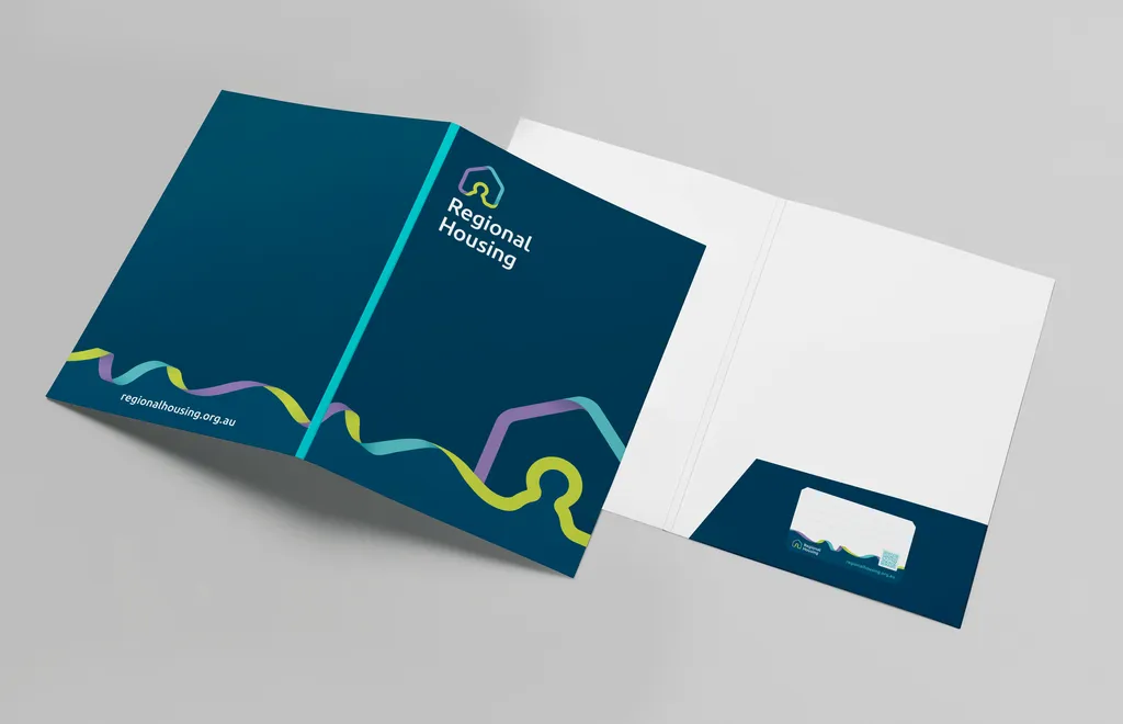 Bundaberg community housing service folder design mockup