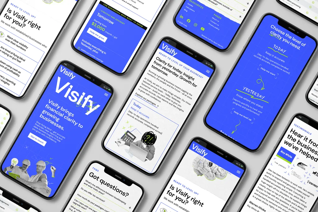 Local strategic finance and bookkeeping service web design - mobile mockup