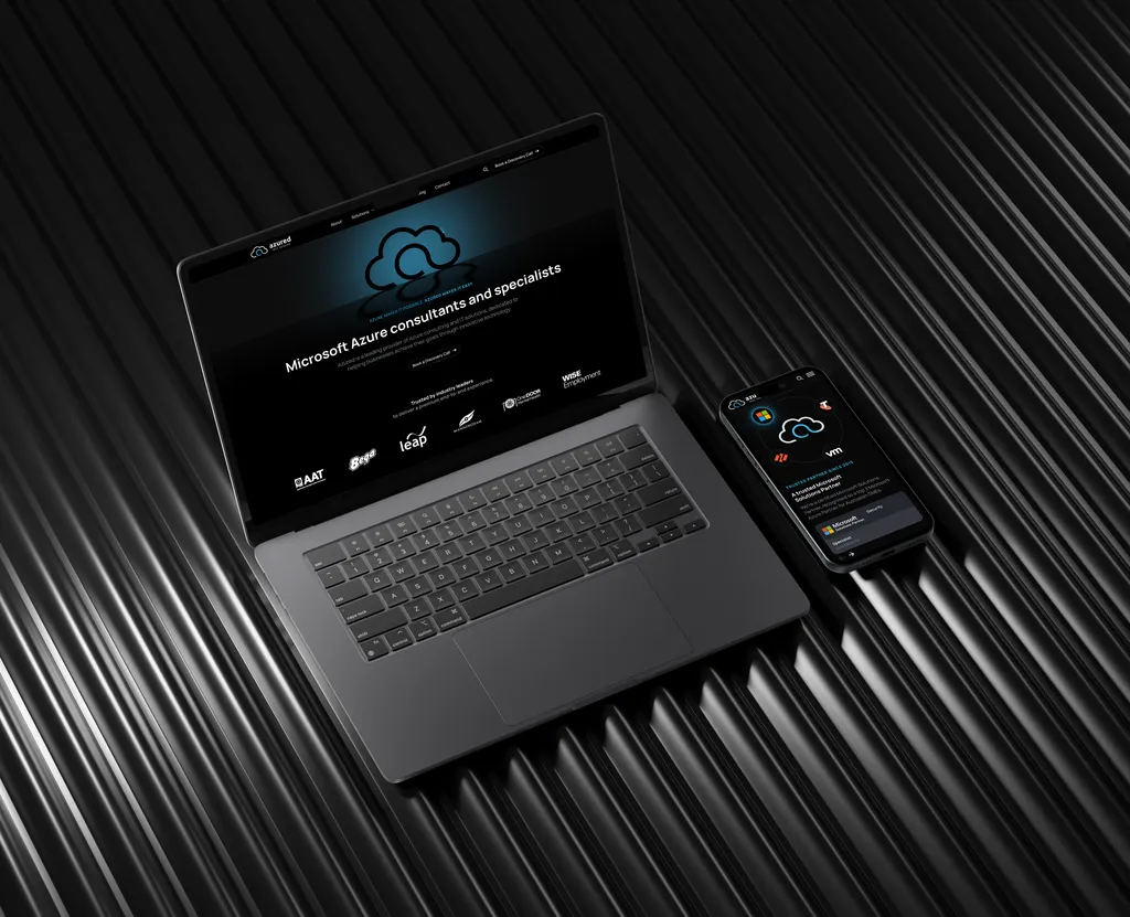 Cloud security business website design - mockup laptop and mobile