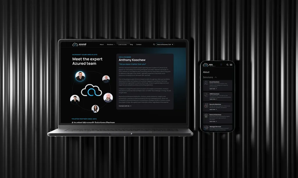 Melbourne based I.T. solutions business website design - mobile and laptop mockup