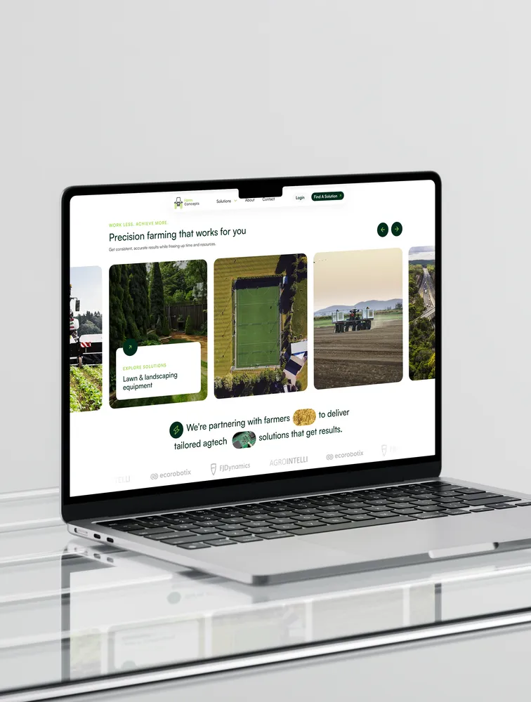 Local farm solutions business web design - laptop mockup