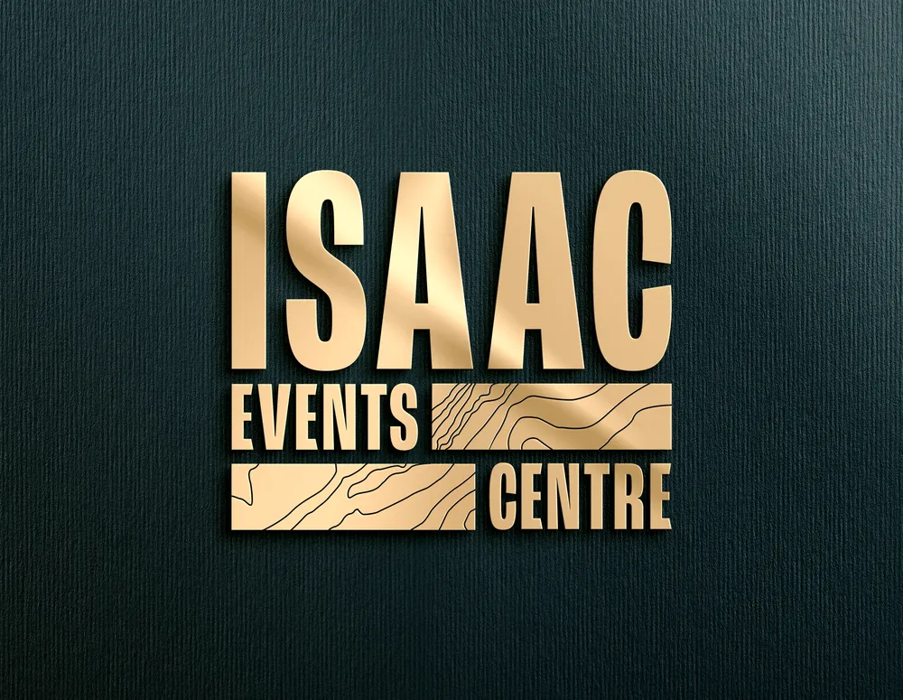 Events centre logo design on textured background